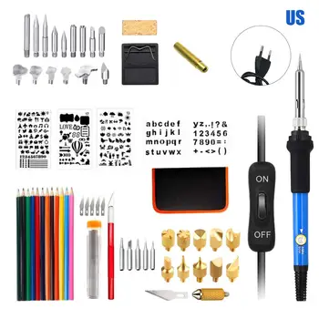 

Wood Burning Kit Carving Pyrography Pen Kit 60W Adjustable Temperature Soldering Iron Welding Wood Embossing Burning set