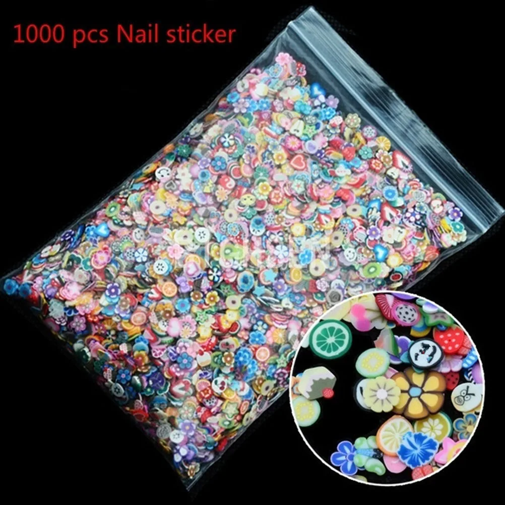 

1bag Fruit Animals Fimo Resin Sequin Nail Tips Mixed 3D Colorful Design Glitter Nail Art Rhinestone Slice Decor Manicure Tools