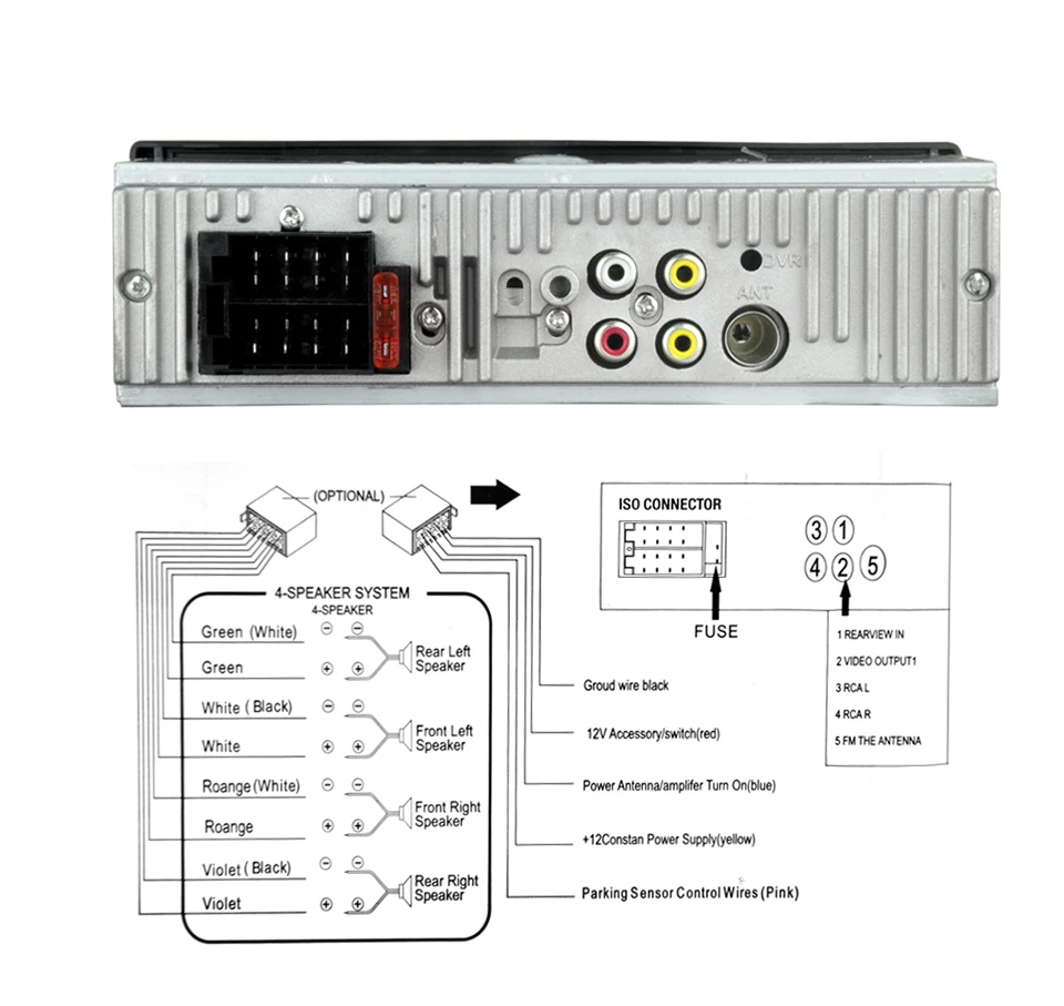 4," 1 Din цифровой дисплей Bluetooth универсальный MP5 плеер USB SD AUX FM Радио MP3 MP4 аудио Музыка Видео плеер ISO