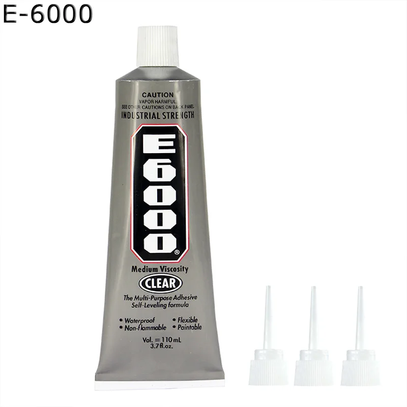 

100% Genuine Cola E6000 Glue 110ml Needles Epoxy Resin Adhesive Glass Plastic Fabric Rhinestones Touch Screen Crafts DIY