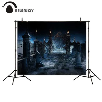 

Allenjoy photographic background halloween night European door stars sky professional backdrop photobooth photocall