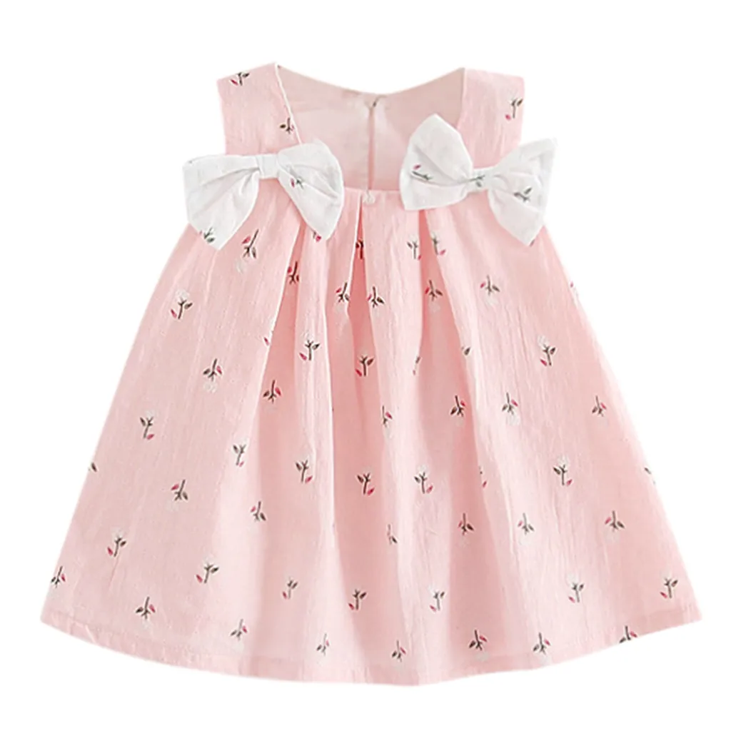 Платья для маленьких девочек; одежда принцессы с цветочным принтом; вечерние платья-пачки для выступлений; Детские платья; vestido infantil - Цвет: Pink