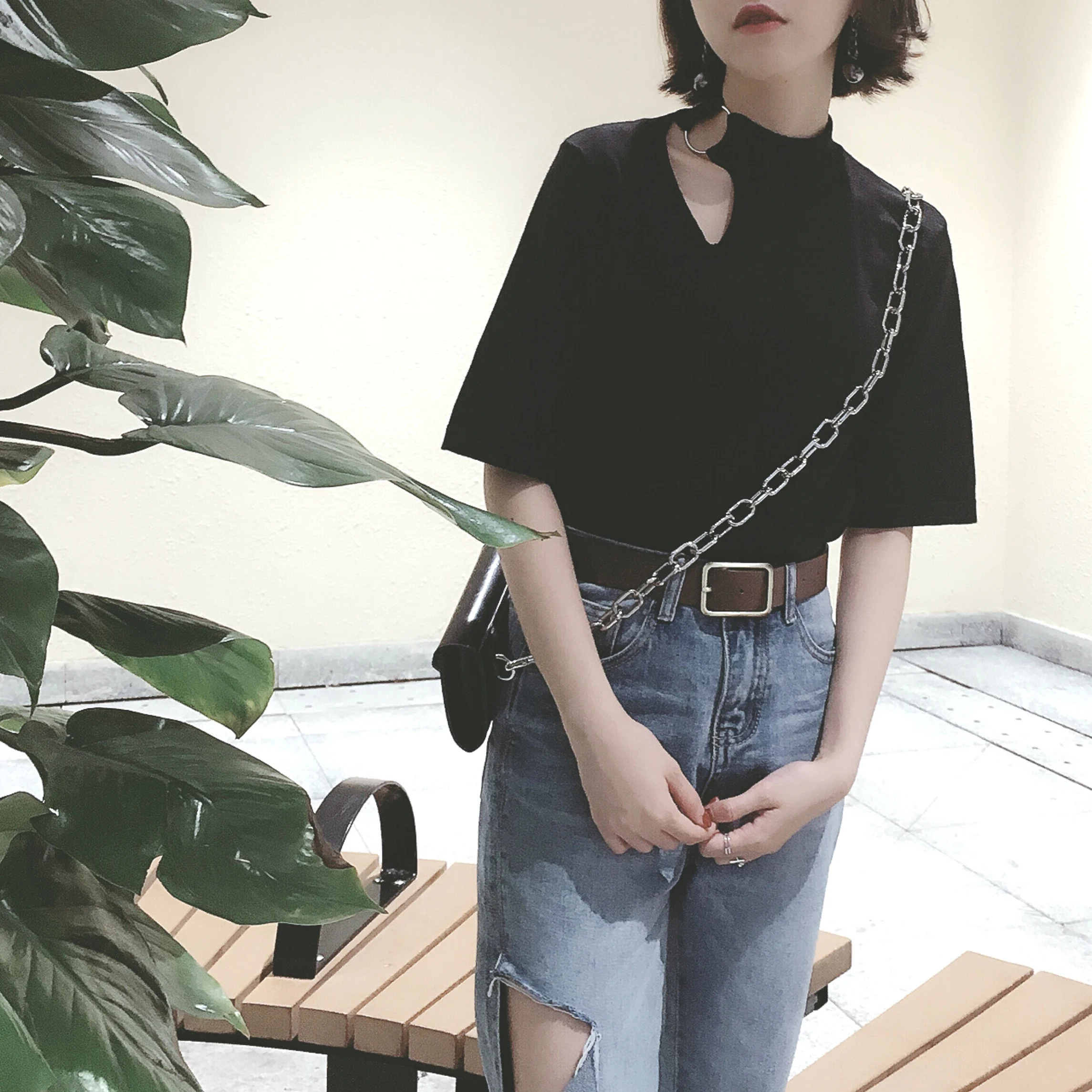 YouGeMan женская рубашка Топ 2019 весна лето корейский стиль Ulzzang Harajuku кольца футболка