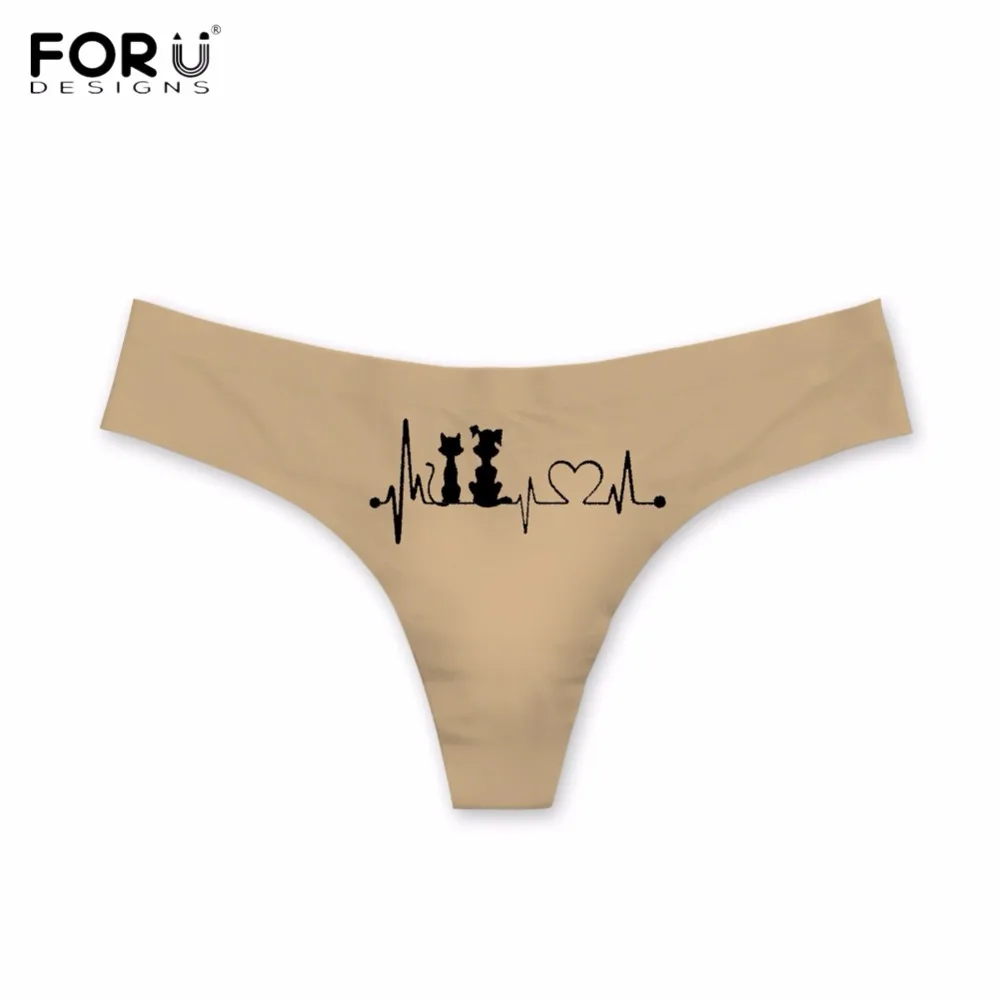 Женские сексуальные стринги FORUDESIGNS забавные животные кошка/киска узор