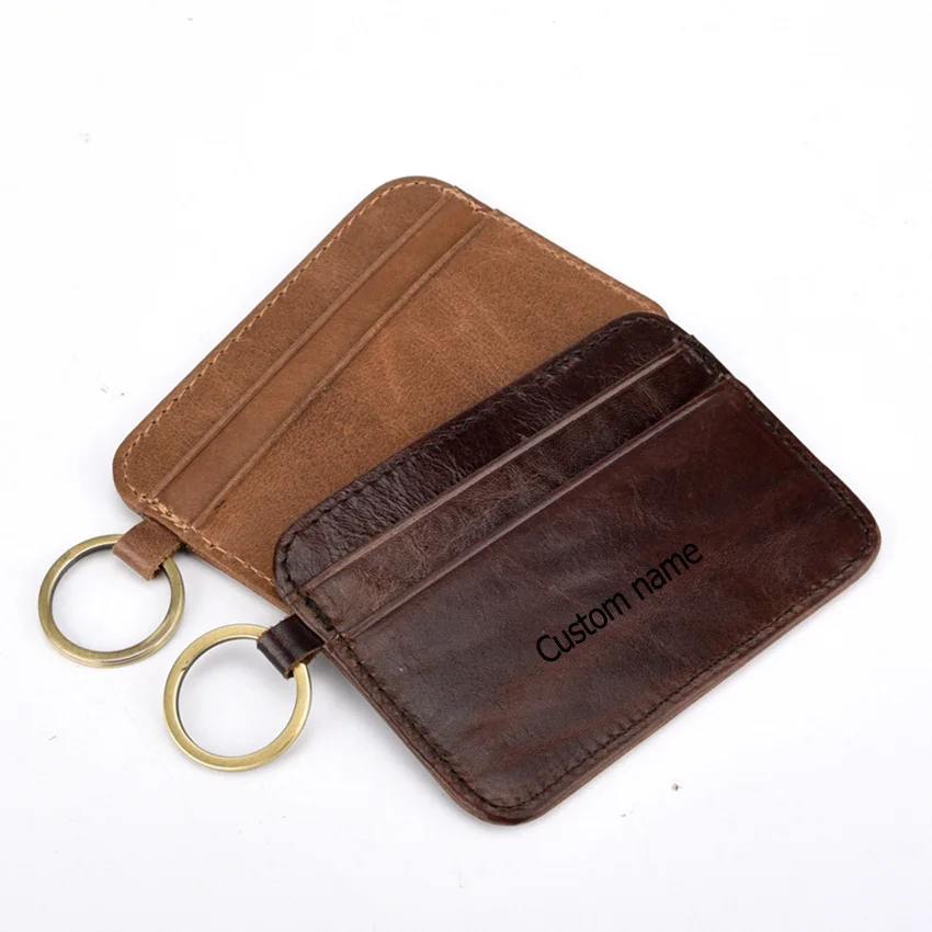 Handmade Crazy Horse Leather Key Bag Ring Chain Wallet Holder Case Personalized