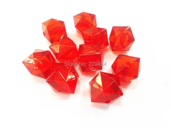 

12mm 420pcs/bag, 20mm 105pcs/bag, Red Cube Transparent Acrylic Beads For Fashion Kids Necklace Making