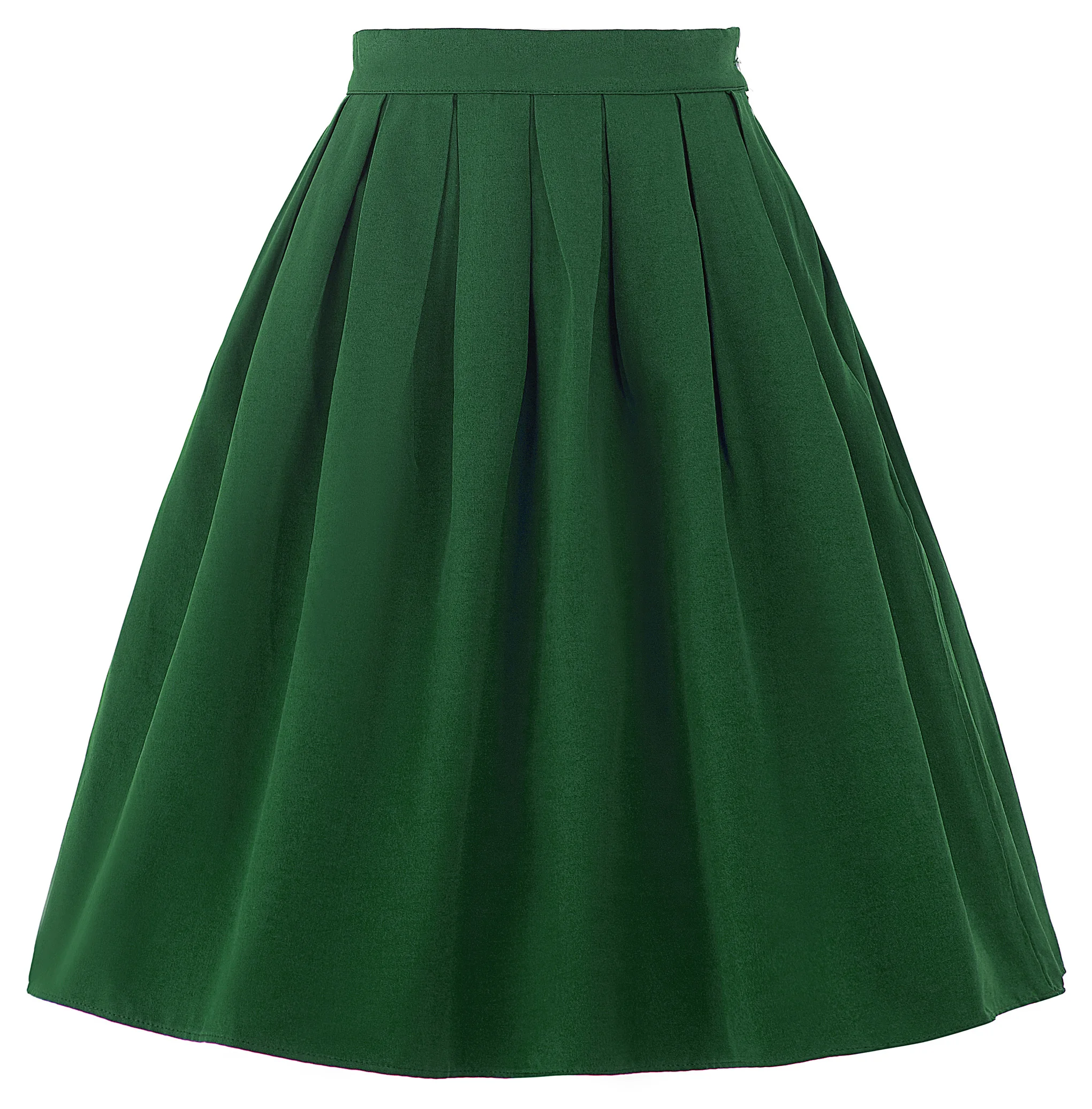 Womens Pleated Skirts Summer Flared Skater Vintage Skirt Solid Color