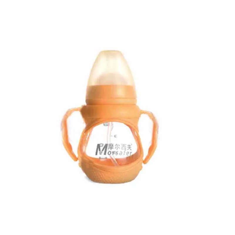 Детская бутылочка для кормления 150 мл/240 мл широкий диаметр отверстия ПП Стекло ручка молоко ручка бутылка новорожденный уход расходные материалы - Цвет: Orange  240ml
