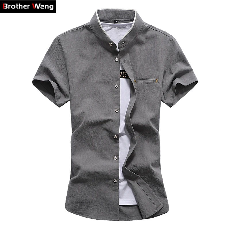 2017 summer new men's shirt Fashion business casual short sleeved collar shirt Large size brand