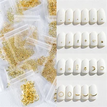 1 пакет 200шт золотая линия ногтей шпильки части ногтей украшения звезда круг Луна дизайн ногтей салон