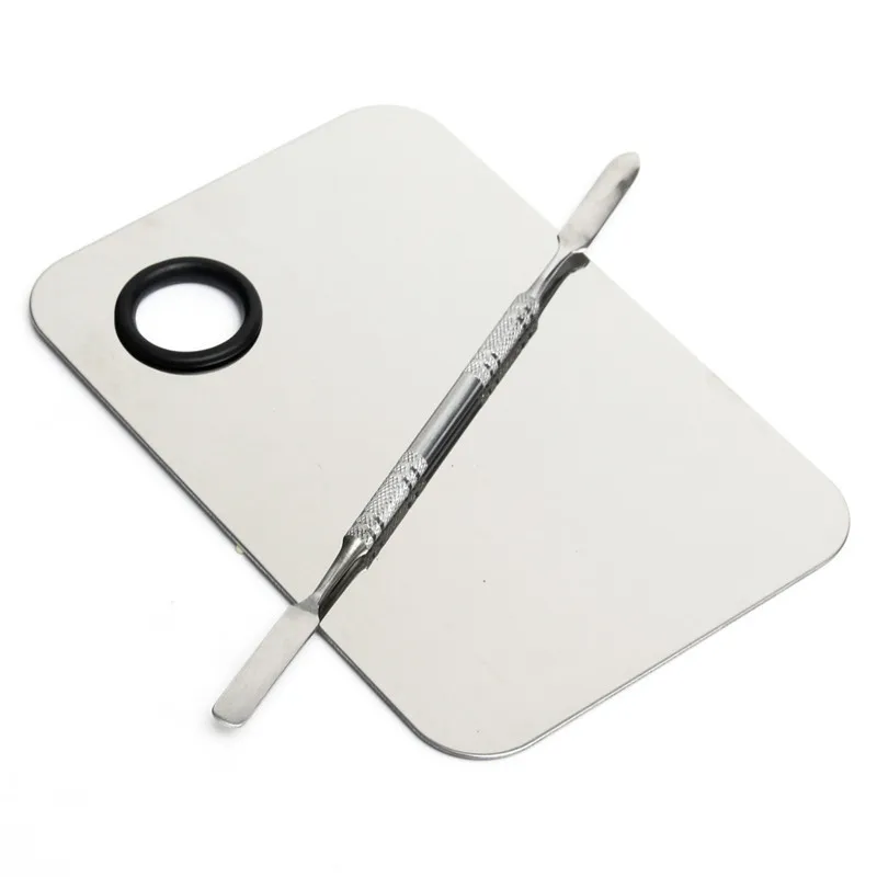

Professional Stainless Steel Hands-free Matte Packaging Cosmetic Nail Makeup Mixing Palette Spatula Tool High Quality