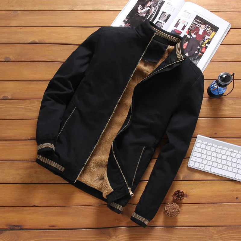 Covrlge мужская куртка, Мужская Осенняя теплая куртка с манжетами, комфортное мужское толстое пальто, Азиатский Размер 4XL MWJ145 - Цвет: Черный