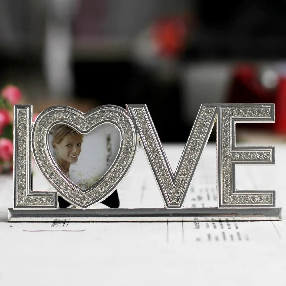 Photo Frame metal photo frame with diamonds LOVE Creative Home Dec