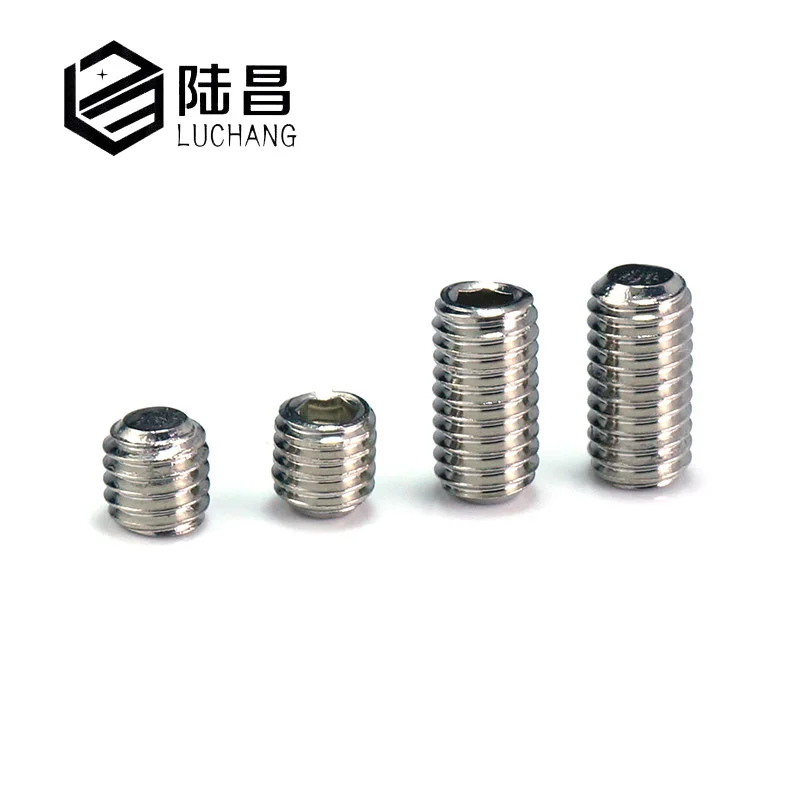 

luchang 304 Stainless Steel Metric Thread Grub Screws Flat Point Hexagon Socket Set Screws Headless