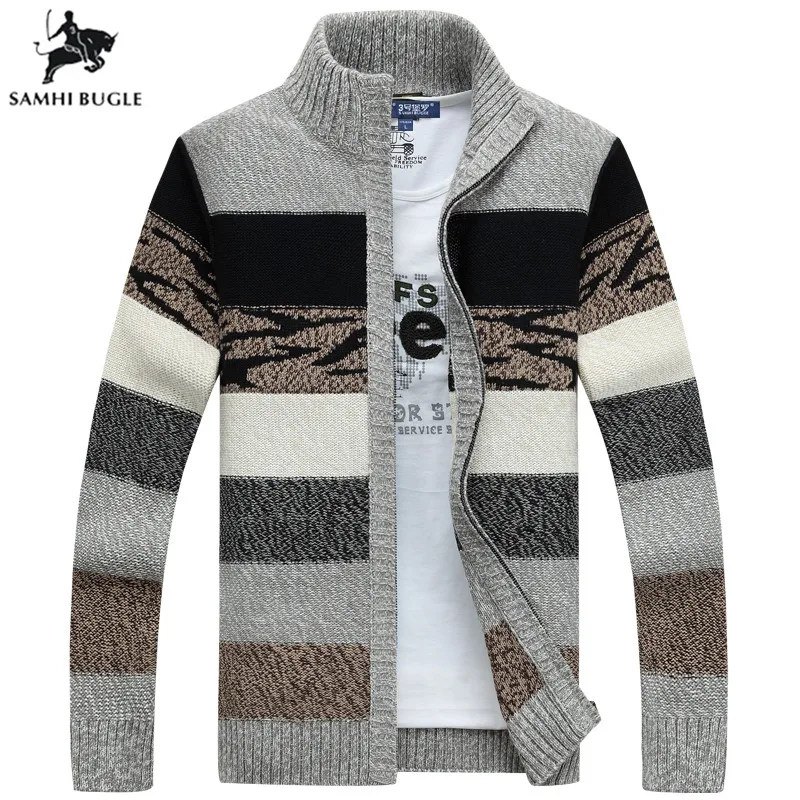 

Men's Knitted Sweaters Cardigans Collar Winter Wool Sweater Fashion Cardigans Male Sweaters Coat Brand Men's Clothing