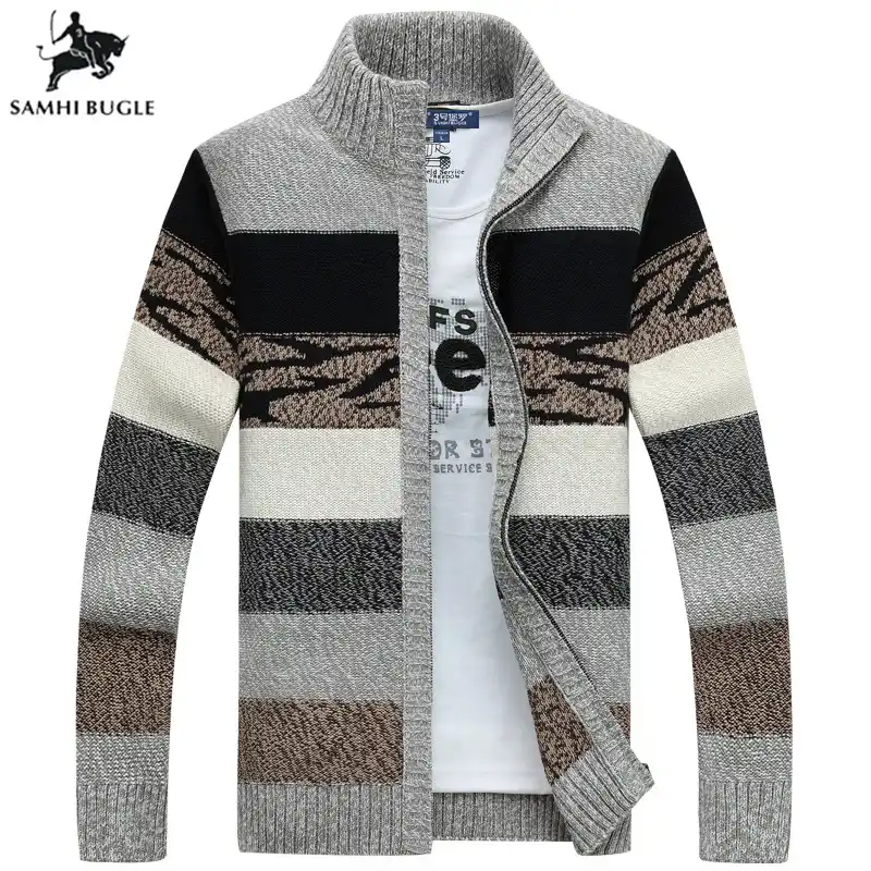 SAMHIBUGLE suéter tejido para hombre, cárdigans con cuello, suéter de lana  para invierno, chaquetas de punto de moda, suéteres, abrigo, ropa de marca para  hombre|cardigan male|men knitted sweatermale sweater - AliExpress