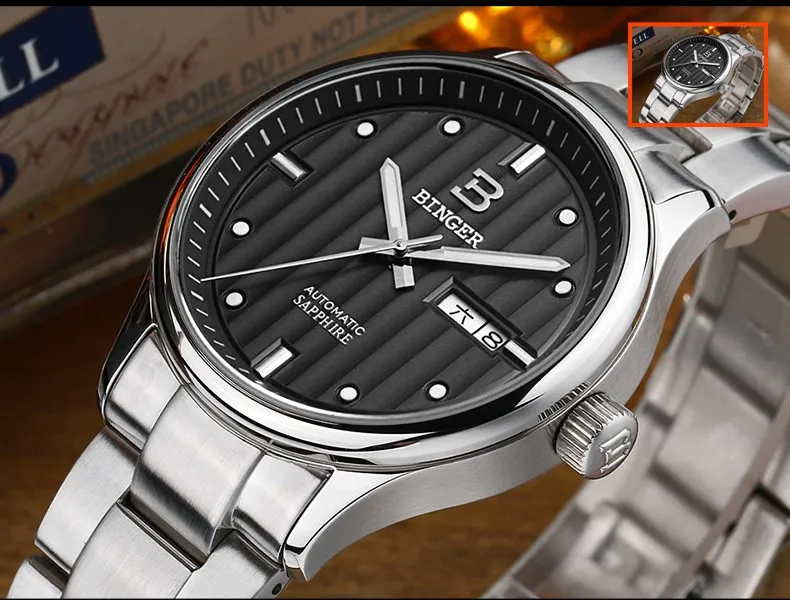 BINGER Top Brand Watch Automatic Mechanical Watches Men Fashion Luxury Sapphire Crystal relogio masculino Free shipping