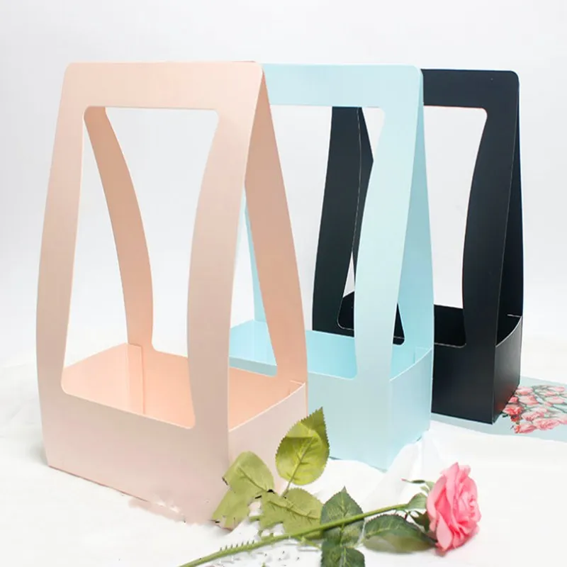 

New 1pcs 36x23.5x13.5cm 6 colors fashion flower bags Fresh packing box handbag hand basket arrangement valentines/wedding bag