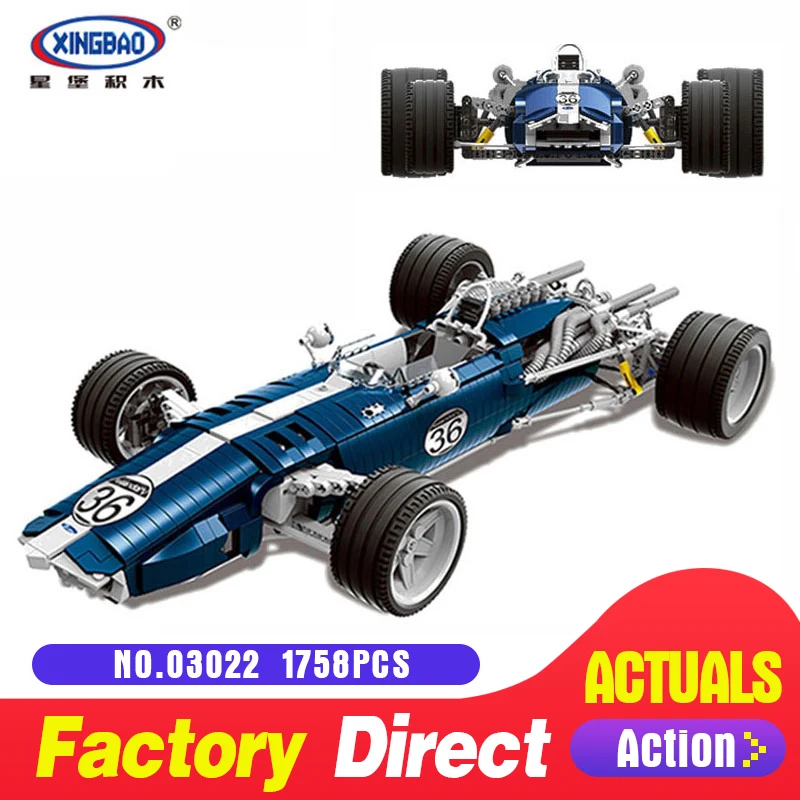 

XINGBAO 03022 Genuine The Blue Racing Car Set 1758Pcs Building Blocks Bricks Educational Funny Toy Model Gifts For Children