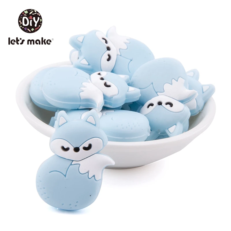 Grânulos de Silicone de Raposa Bonito dos Desenhos Mordedor para o Bebê Animados Animais Mordedores Livre Grau Alimentício Silicone Recém-nascido Dentição 10pc Bpa 9 Mordedores p/ bebê