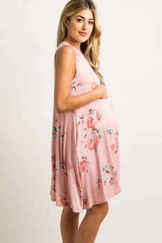 

Maternity wear 2019 new explosion models loose skirt large size printing maternity dress fashion pregnancy skirt