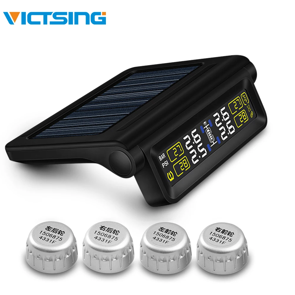 

VicTsing Car TPMS Tire Pressure Monitoring System Wireless External Solar Power Auto Security Alarm TPMS Android for Toyota etc