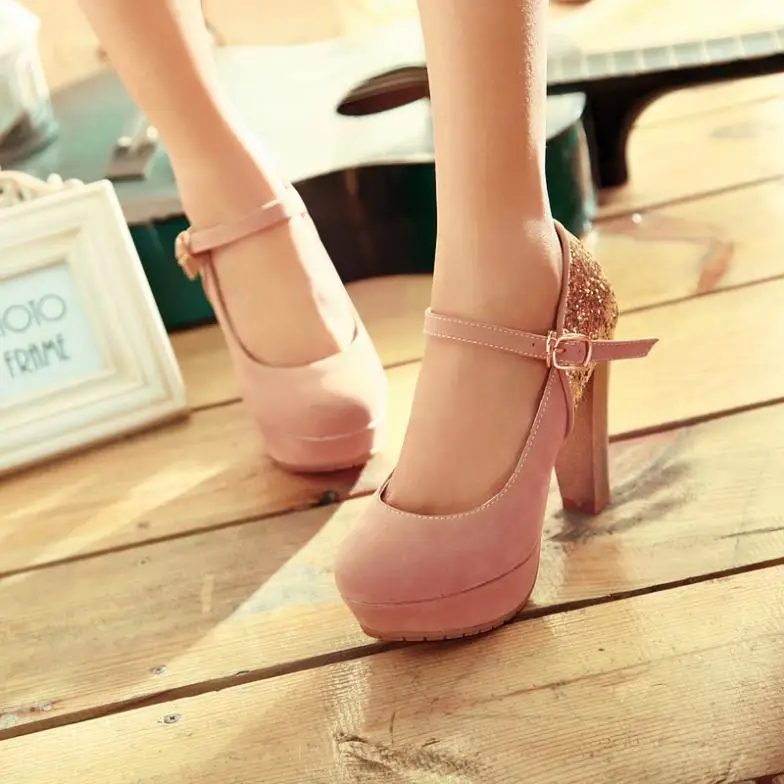 

Free Shipping 2016 Hot Sale Fashion High Heels Platform Sexy Women Wedding Shoes PU Leather Dress Shoe Form Woman