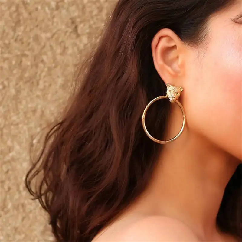 Большие круглые висячие серьги Bijoux золотого цвета для женщин геометрические в