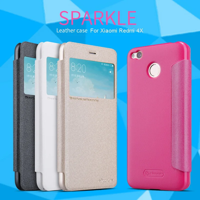 

For Xiaomi Redmi 4X case Flip Smart Answer Window View Leather Case for Xiaomi Redmi 4X Redmi 4 X NILLKIN Sparkle Fashion Cover