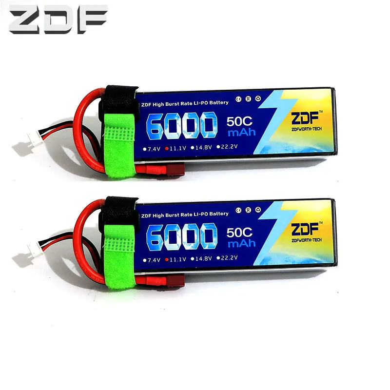 

2pcs ZDF RC Lipo 3S Battery 11.1v 6000mah 50C Max 100C for Traxxas AXIAL SCX10 II JEEP 1/10 RC Airplane Helicopter Lipo AKKU