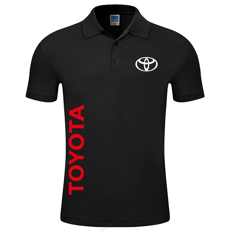 Новинка, высокое качество, Мужская рубашка поло Тойота, одноцветная, модная мужская одежда - Цвет: Черный