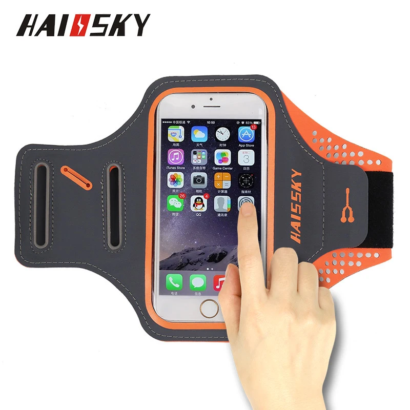 HAISSKY تشغيل الرياضة للماء سوارلهاتف آيفون X 8 7 6 6 s زائد غطاء شاشة تعمل باللمس لسامسونج S9 S8 S7 ذراع الهاتف حالة الفرقة