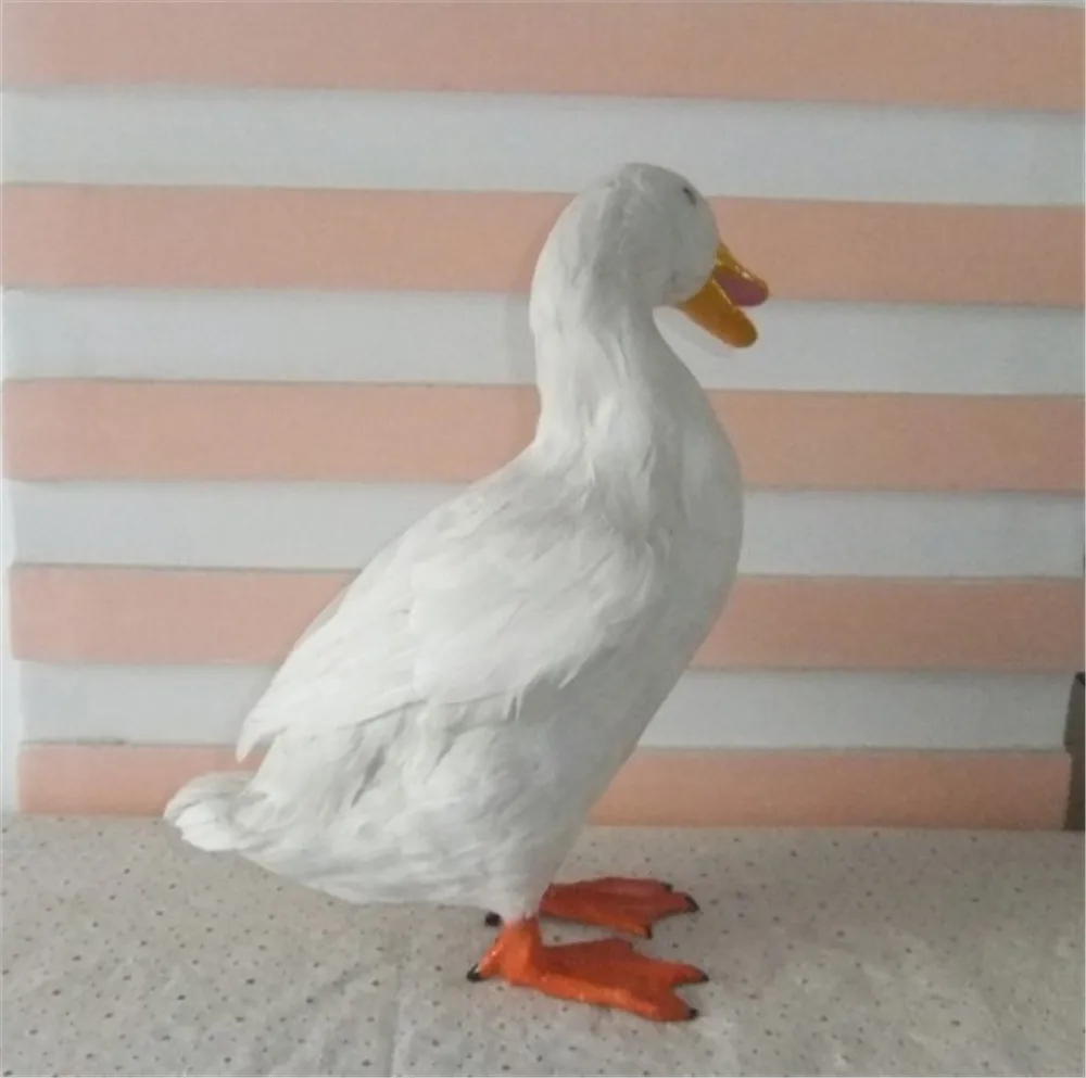 Fancytrader Simulation Animals White Duck Decoration Toy Made of Plastic&Feathers Goose Doll Model Teaching Props Kids Gifts 24x27cm5