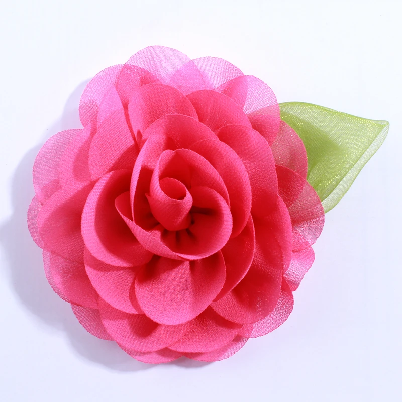 10PCS 8.5CM Fashion Chiffon Fabric Flower With Green Leaf For Wedding Dress Decoration Artificial Flowers For Wedding Invitation 10PCS 8.5CM Fashion Chiffon Fabric Flower With Green Leaf For Wedding Dress Decoration Artificial Flowers For Wedding Invitation
