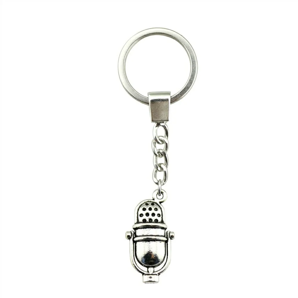 WYSIWYG 26x13mm Microphone KeyChain, New Fashion Handmade Metal