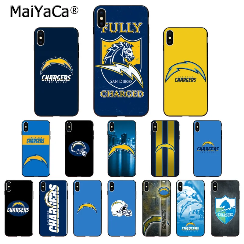 

MaiYaCa San Diego Chargers Black TPU Soft Phone Case Cover for Apple iPhone 8 7 6 6S Plus X XS MAX 5 5S SE XR Cover