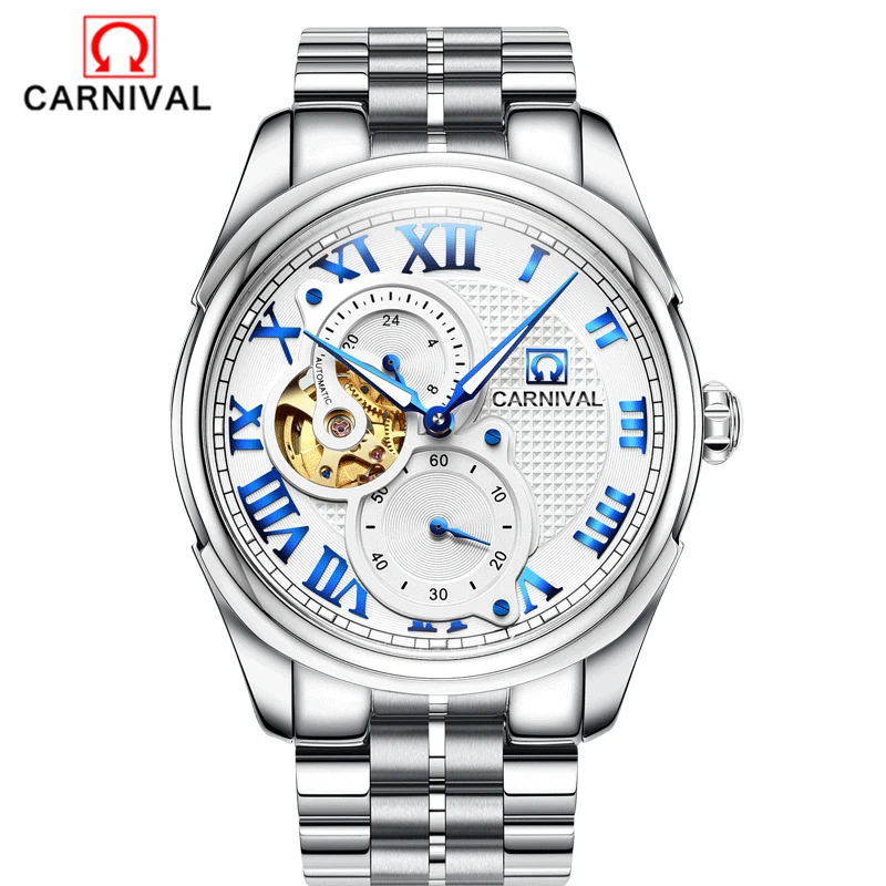 Carnival top brand luxury Automatic machine watch relogio masculine watch men skeleton sapphire Gold stainless steel waterproof Carnival top brand luxury Automatic machine watch relogio masculine watch men skeleton sapphire Gold stainless steel waterproof