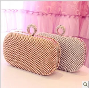 

High-quality Czech rhinestones mini luxury diamond handbag clutch bag evening bag shoulder bag black/gold free shipping
