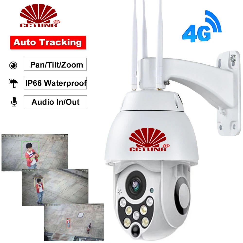 4G Mobile 1080P Mini Smart Speed Dome IP Camera with Day & Night Full Color 4x Digital Zoom Cloud Recording Free APP Waterproof