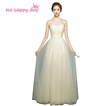 

2020 new arrival modern champagne bridesmaid tulle dress long gown formal brides maids dresses weddings under 100 H3737
