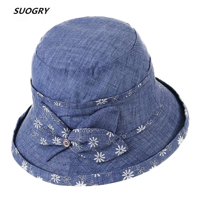 SUOGRY Women Summer Cotton Hats Female Wide Brim Floppy Bucket Hat