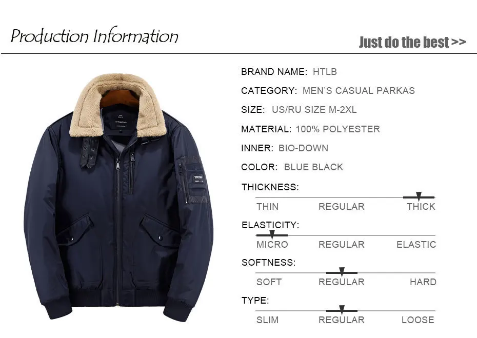 HTLB Winter Cotton Padded Jacket Parkas Men Brand Autumn Windproof Thick Fleece Warm Bio Down Parka For Men Short Coat