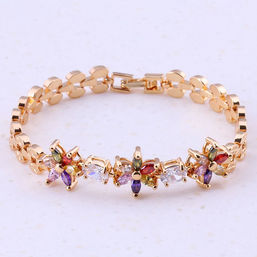 Rare Multicolor Created Multigem Yellow Gold Color Trendy Charm