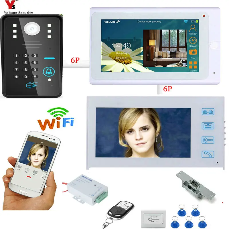 Best Yobang Security DC 12V Power Supply Control Electric NO Lock IR Camera WIFI RFID Card Reader Doorbell Kits Video Door Phone