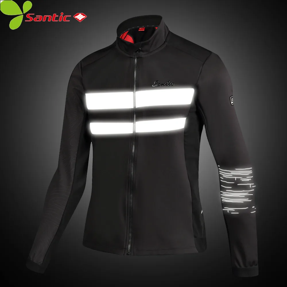 

Santic Cycling Men's Windbreaker Windproof Thermal Fleece Reflective Coat Breathable Sportswear MTB Bike Jacket Clothing Man