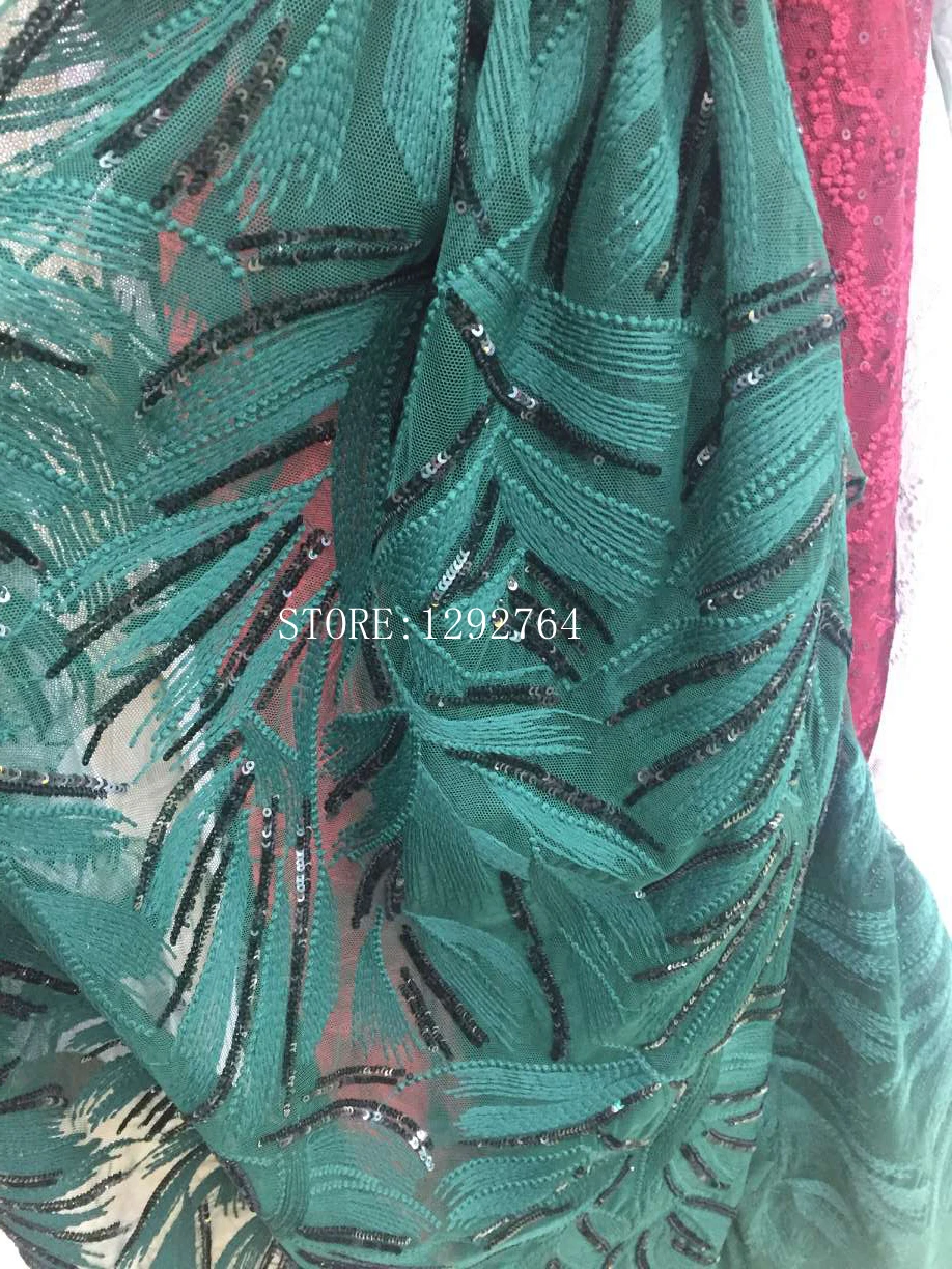 African sequins tulle lace Hot new for teal Color guipure african sequence cord fabric Nigerian wedding dresses TS5761 | Дом и сад