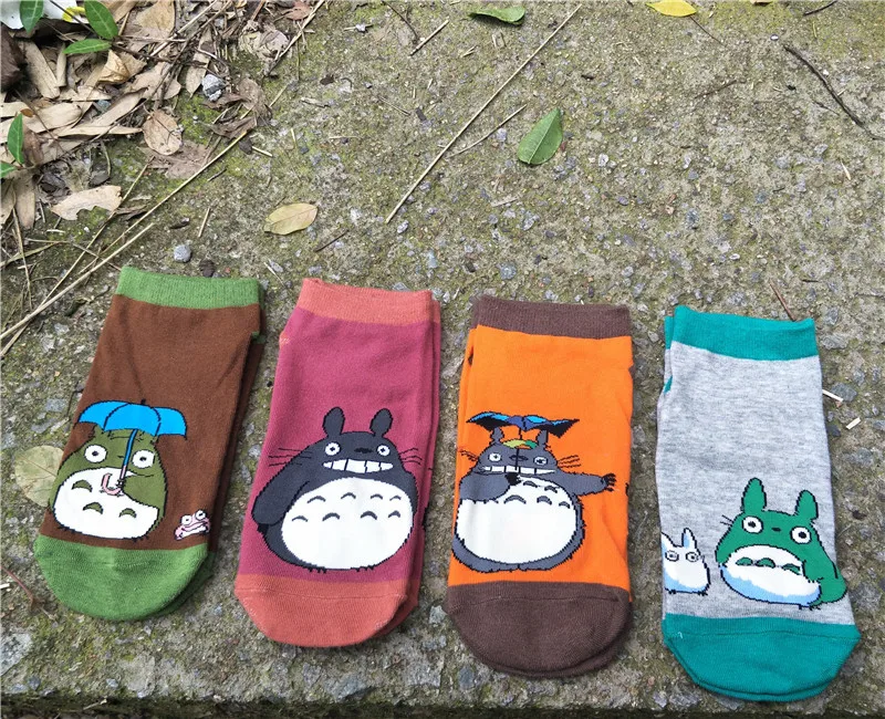 

4 Styles My Neighbor Totoro Cosplay Socks Woman Cartoon Pattern Casual Ankle Socks Summer Cotton Personality Socks