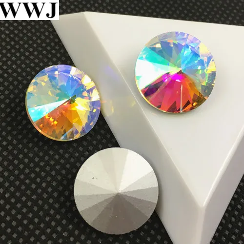 

Crystal AB Color Rivoli Crystal Fancy Stone Point Back Glass Stone For Jewelry Making 6mm 8mm 10mm 12mm 14mm 16mm 18mm