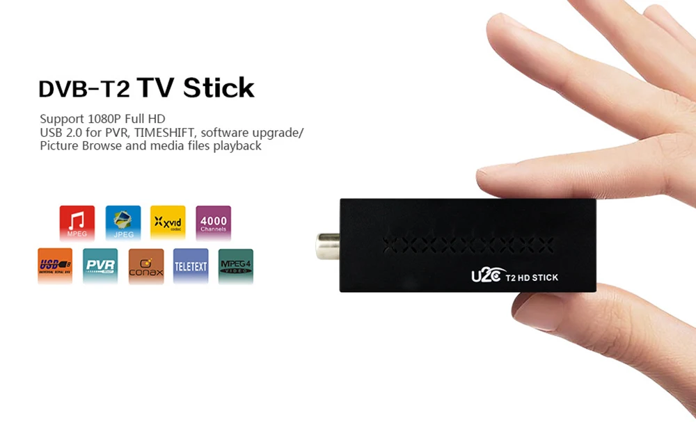 DVB-T2 u2c t2 HD 1080P tv Stick цифровой наземный ТВ приемник H.264 MPEG4 1080p USB 2,0 ТВ-тюнер