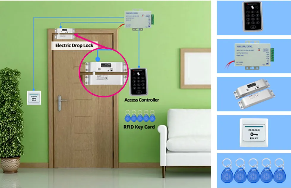 Водонепроницаемый rfid-контроллер доступа T11+ Электрический замок управления+ источник питания 3а/12 В+ кнопка выхода+ 5 ключей+ дверной держатель+ кронштейн